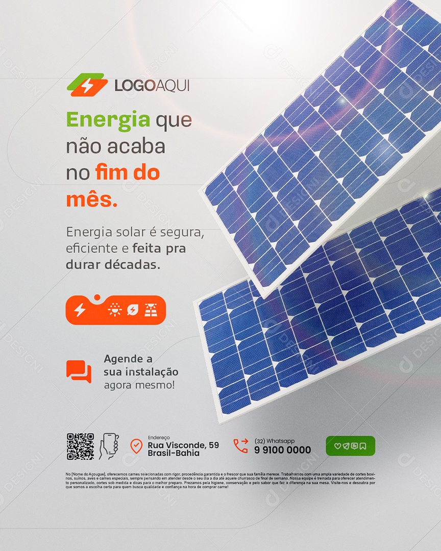 Energia Solar é Segura Social Media PSD Editável