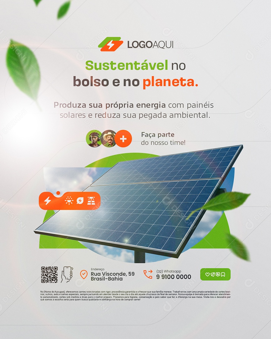 Energia Solar Sustentável no Bolso e No Planeta Social Media PSD Editável