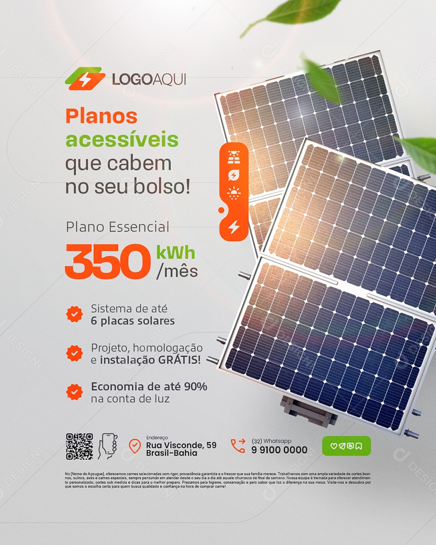 Energia Solar Planos Acessíveis Que Cabem no Seu Bolso Social Media PSD Editável
