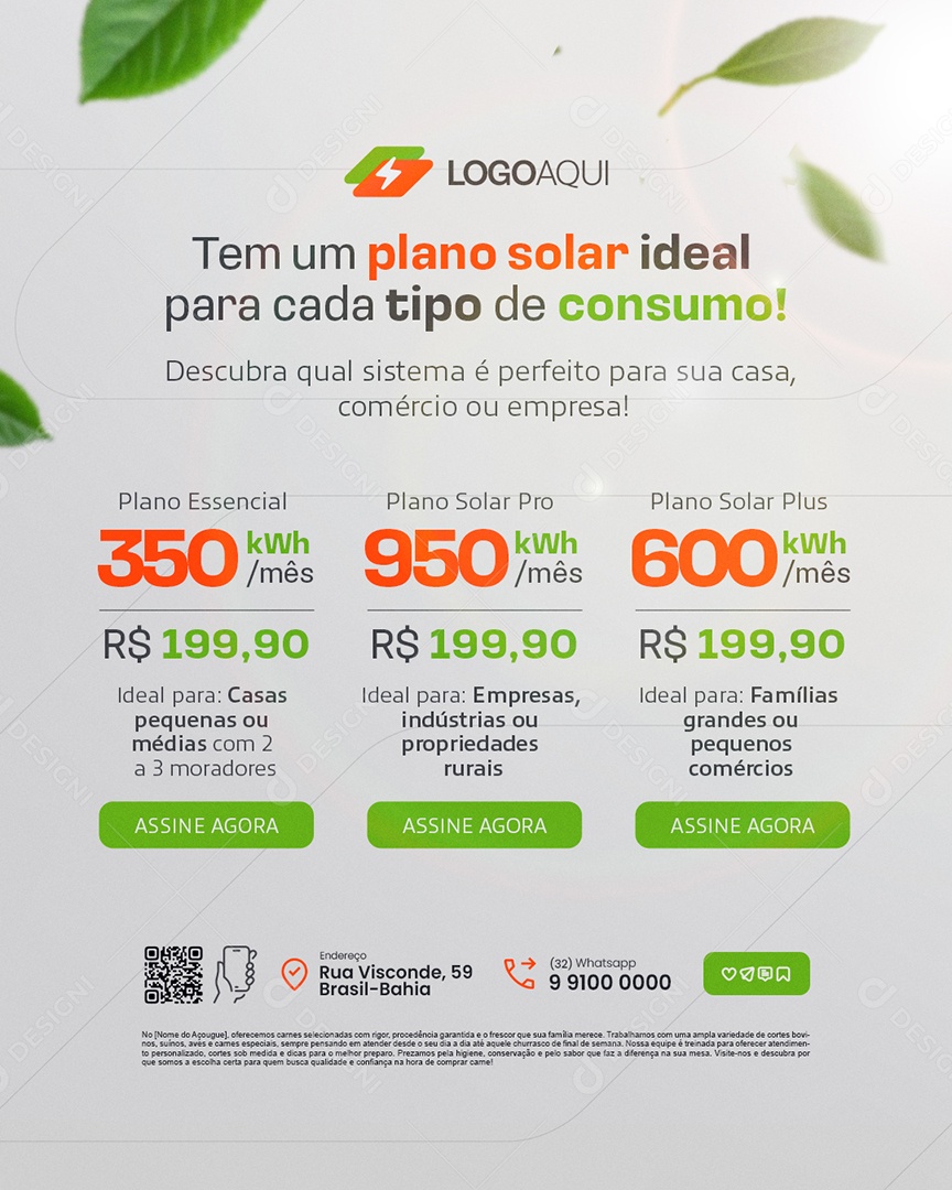 Energia Solar Tem Um Plano Solar Ideal Social Media PSD Editável