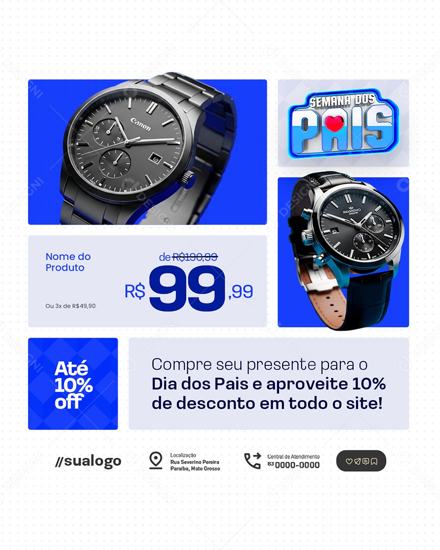 Semana Dos Pais Relojoaria Compre Seu Presente Social Media PSD Editável