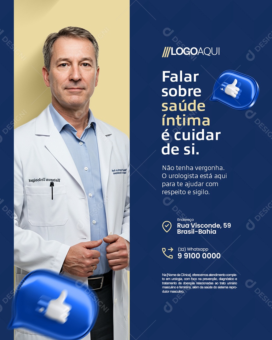 Urologista Falar Sobre Saúde Íntima é Cuidar de Si Social Media PSD Editável