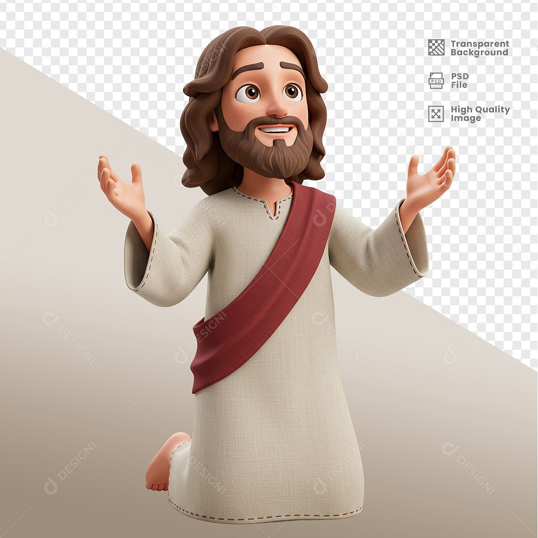 Personagem 3D de Jesus Para Composição PSD