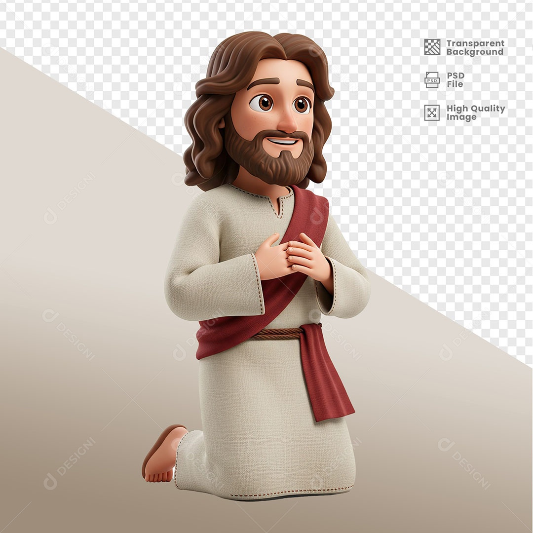Personagem 3D de Jesus Para Composição PSD