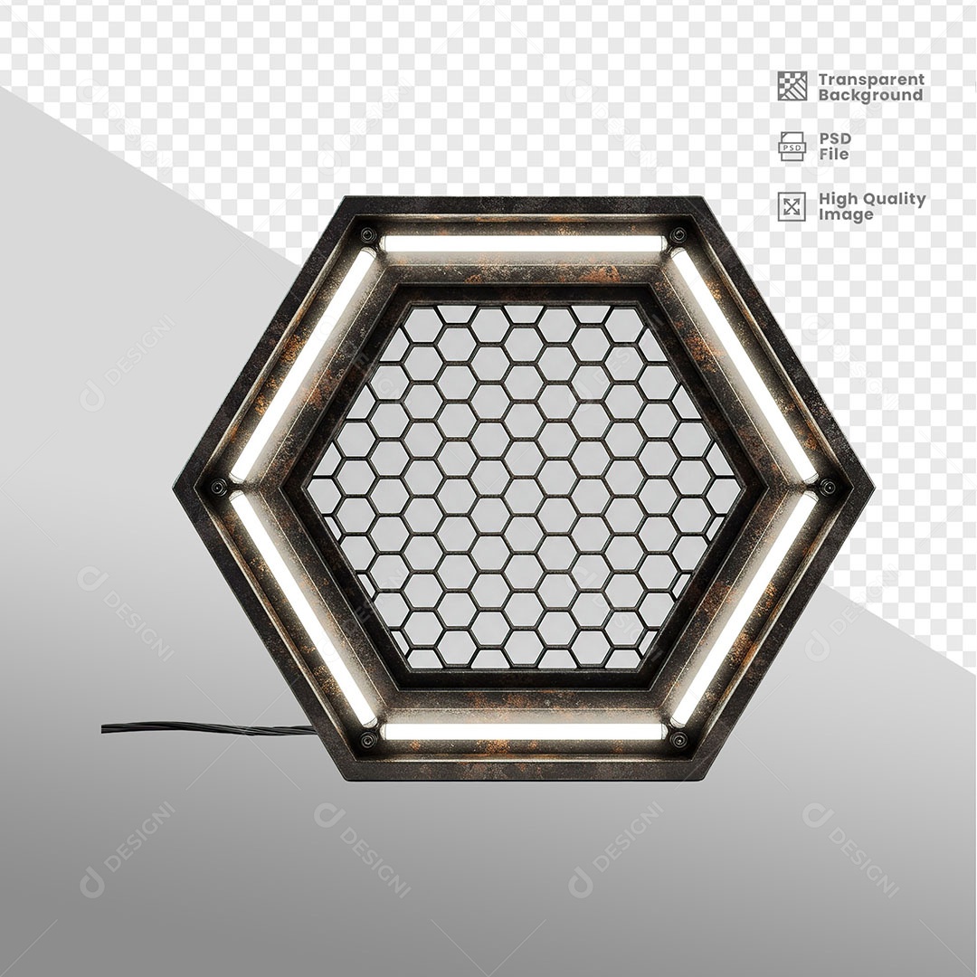 Painel de Ferro Com Luz de Led Elemento 3D para Composição PSD
