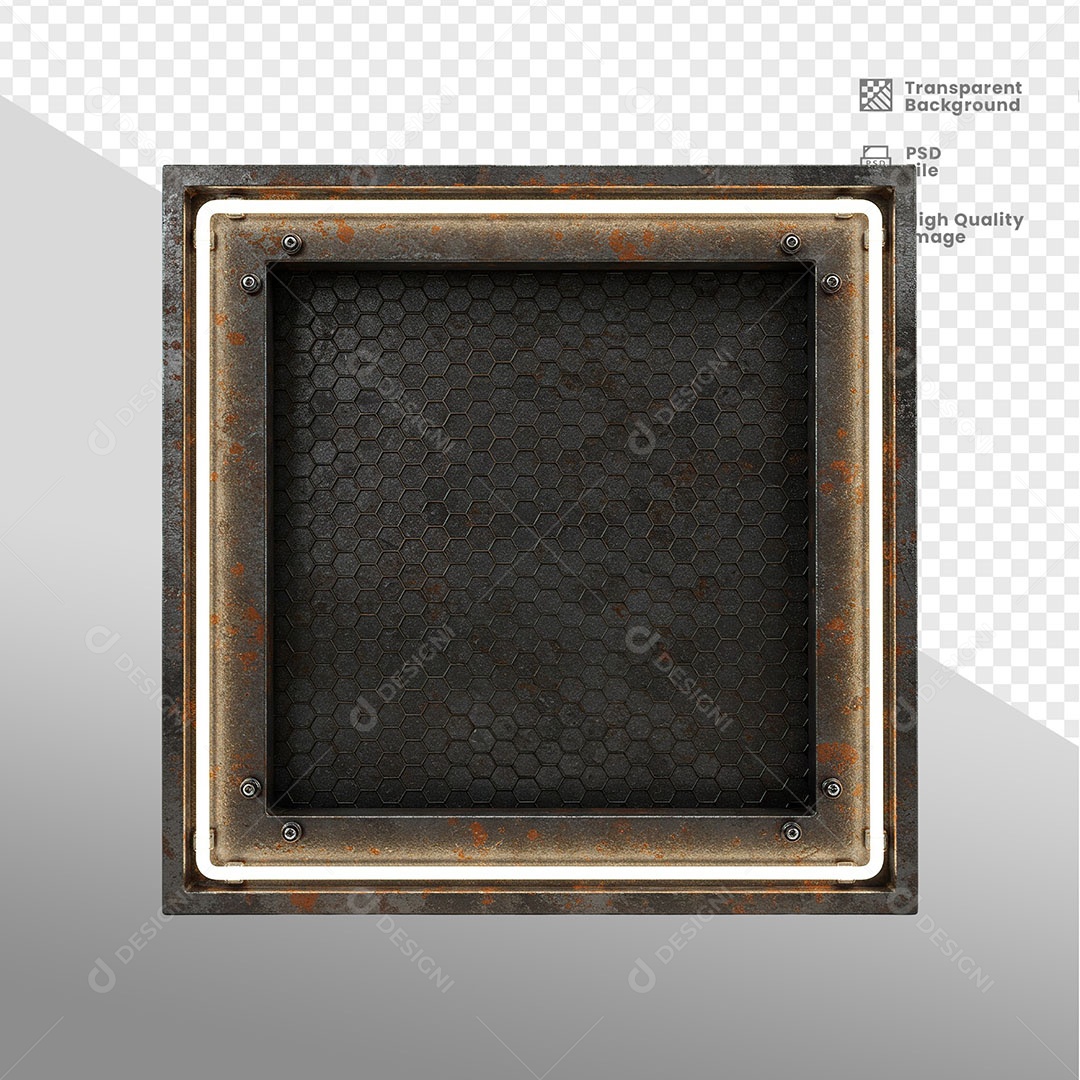 Painel de Ferro Com Luz de Led Elemento 3D para Composição PSD