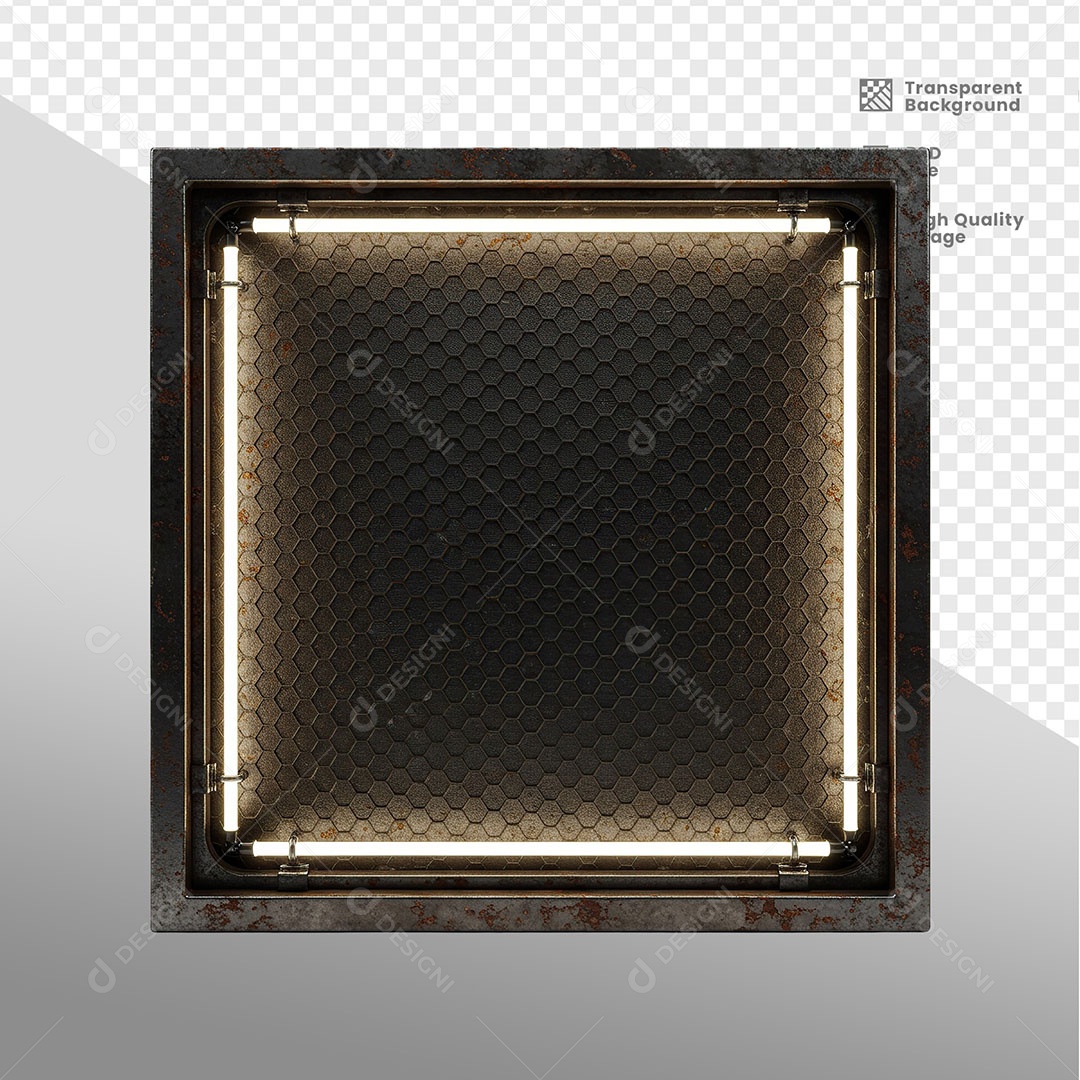 Painel de Ferro Com Luz de Led Elemento 3D para Composição PSD