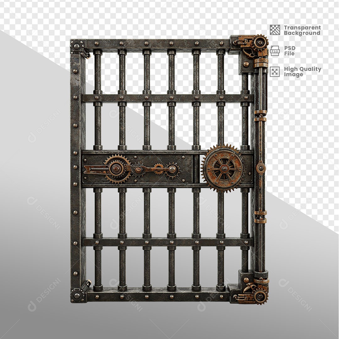 Porta de Ferro Elemento 3D para Composição PSD