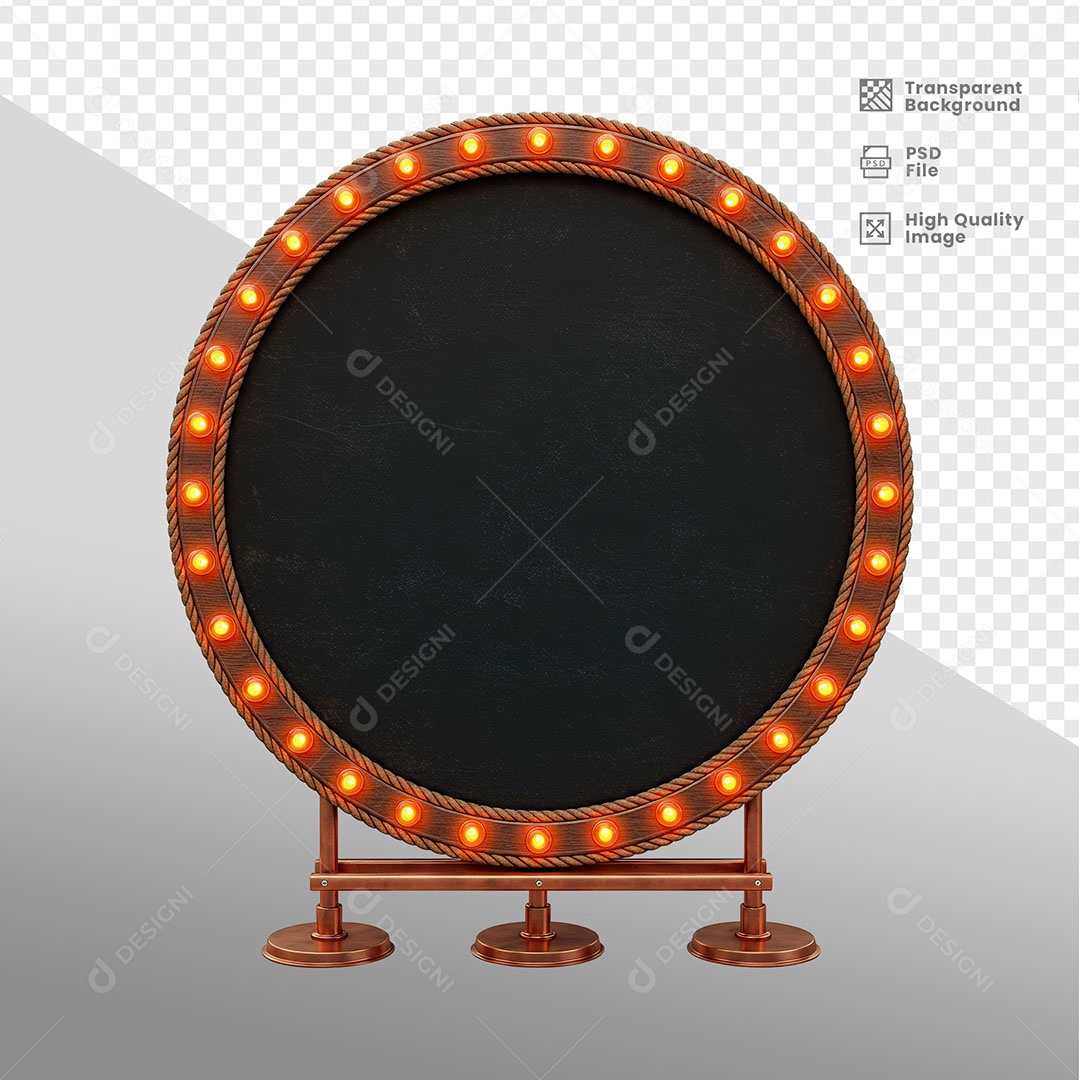Painel de Ferro Com Luz Elemento 3D para Composição PSD