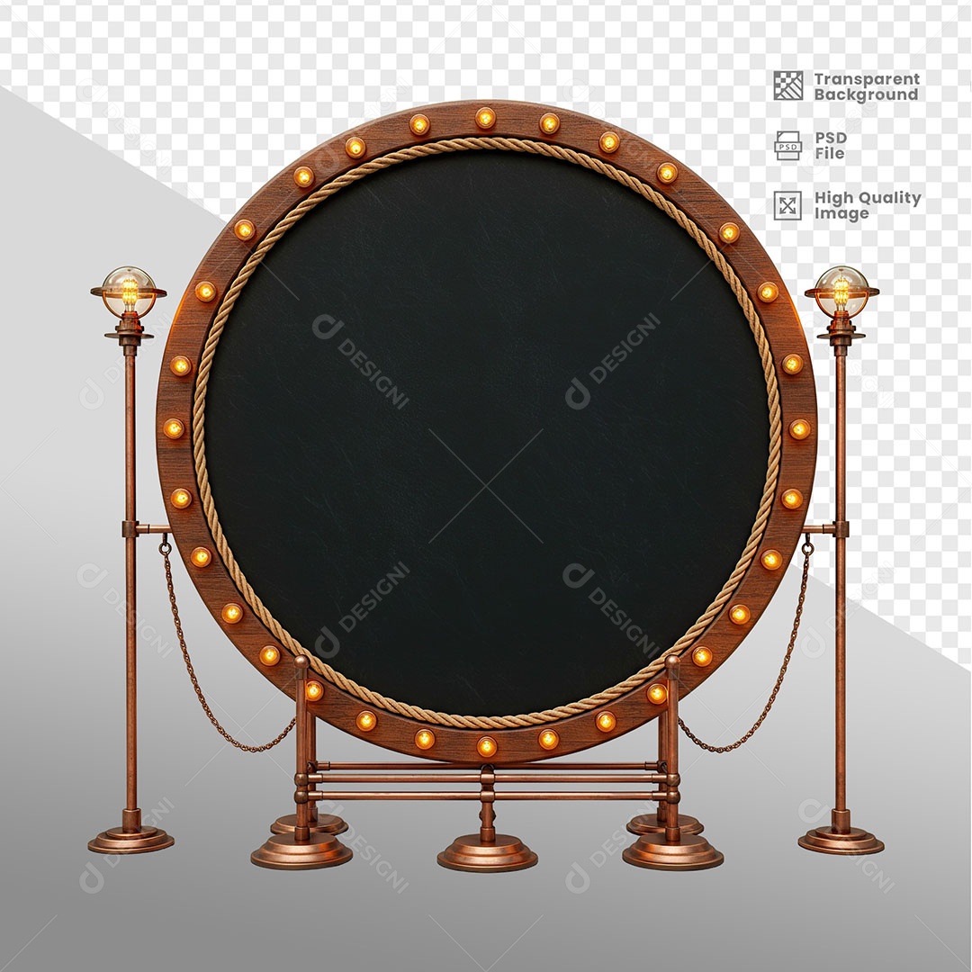 Painel de Ferro Com Luz Elemento 3D para Composição PSD