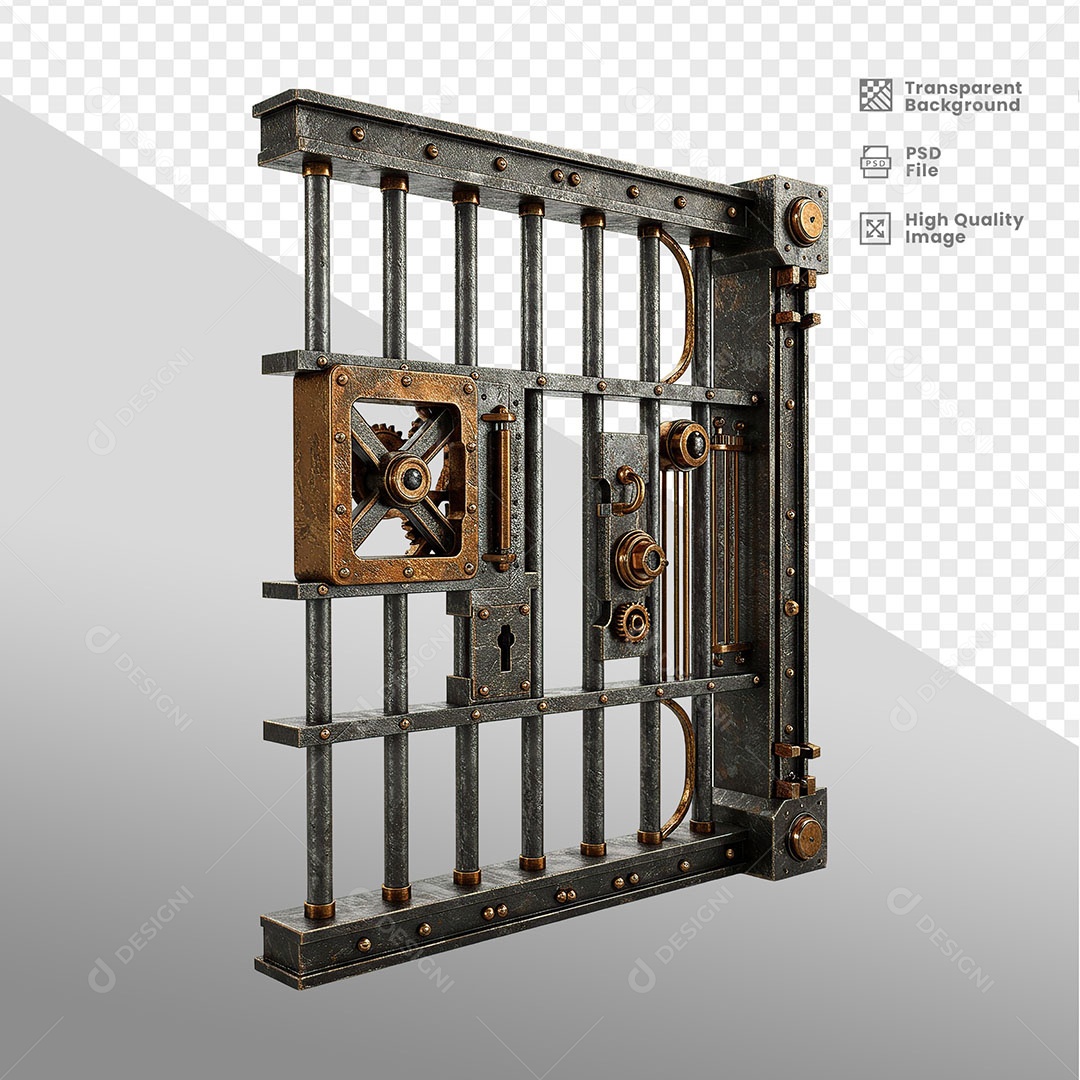 Porta de Ferro Elemento 3D para Composição PSD