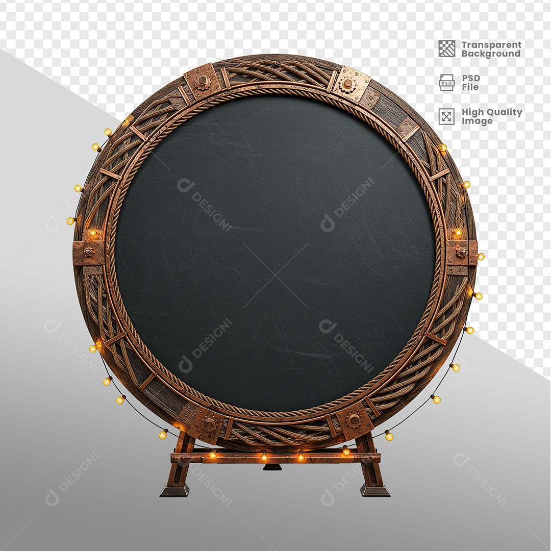 Painel de Ferro Com Luz Elemento 3D para Composição PSD