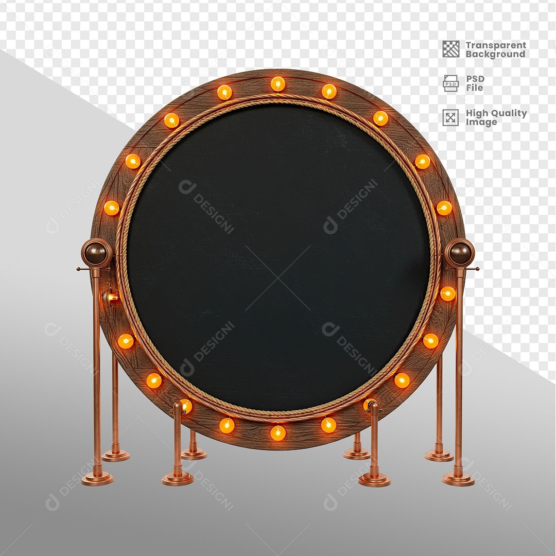 Painel de Ferro Com Luz de Led Elemento 3D para Composição PSD