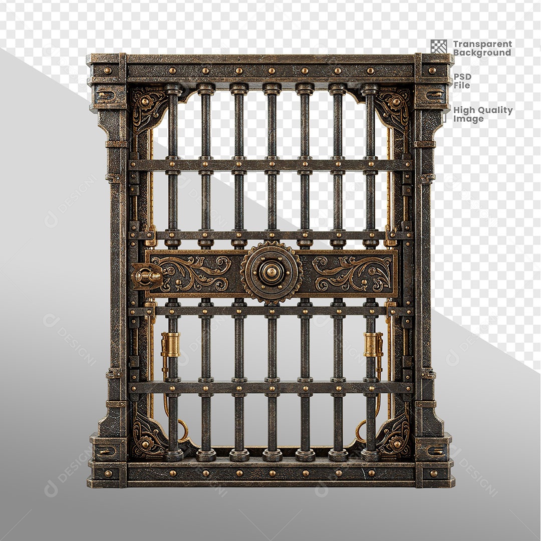 Porta de Ferro Elemento 3D para Composição PSD