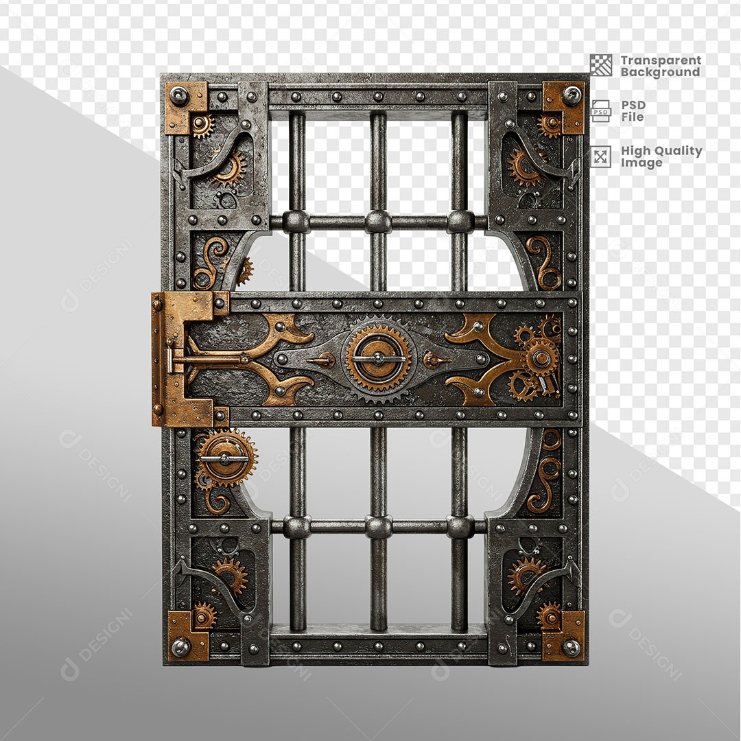 Porta de Ferro Elemento 3D para Composição PSD