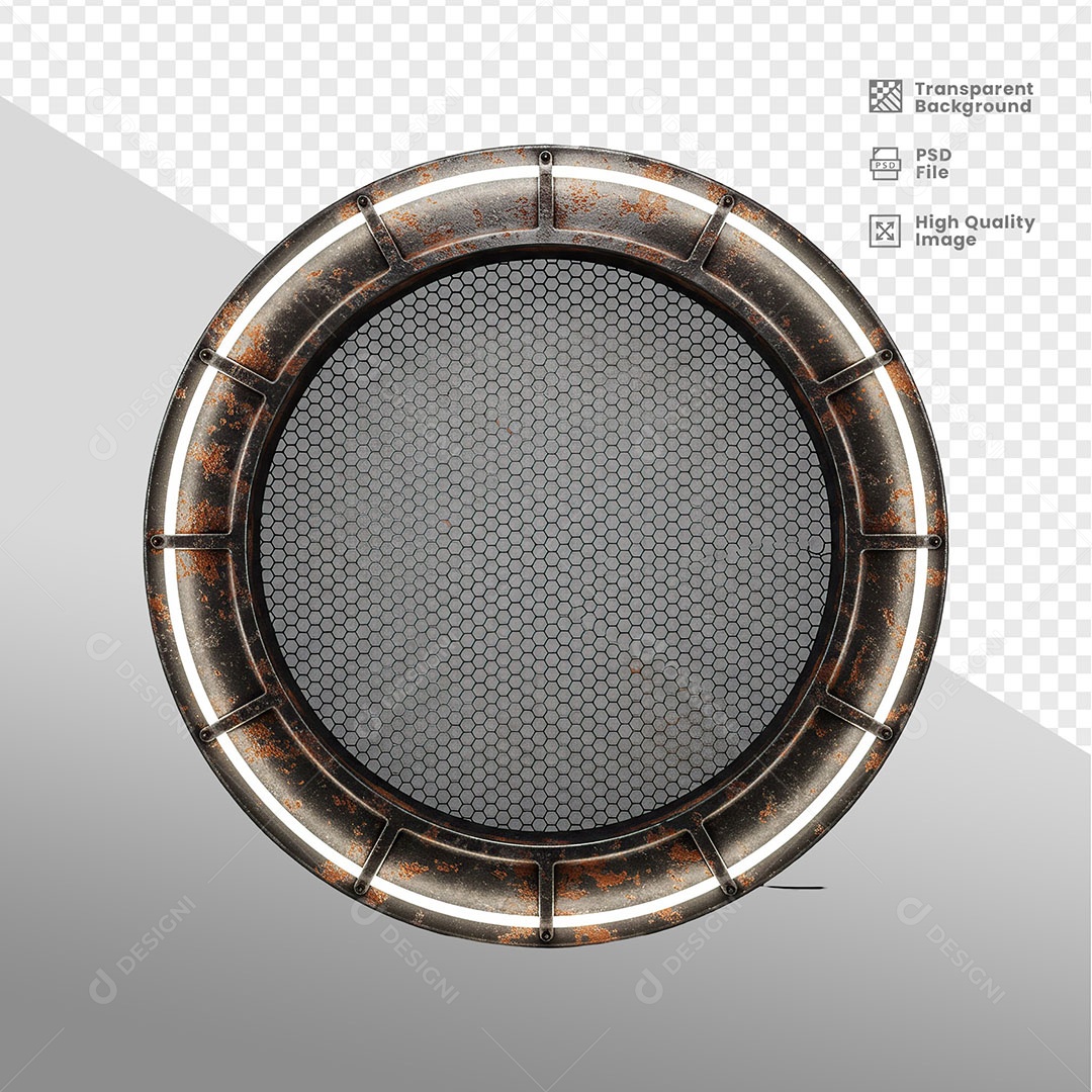 Painel de Ferro Com Luz de Led Elemento 3D para Composição PSD