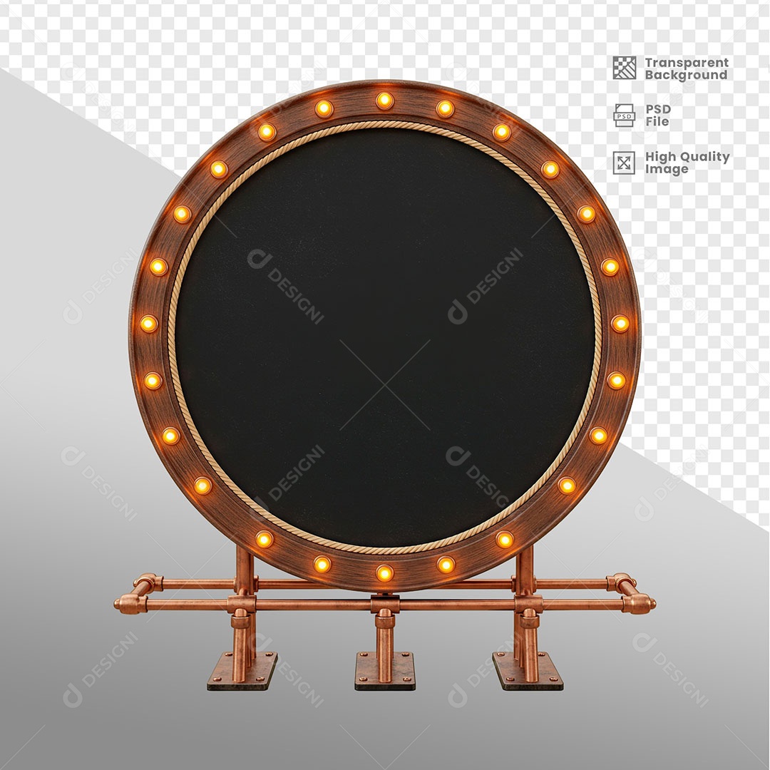 Painel de Ferro Com Luz Elemento 3D para Composição PSD