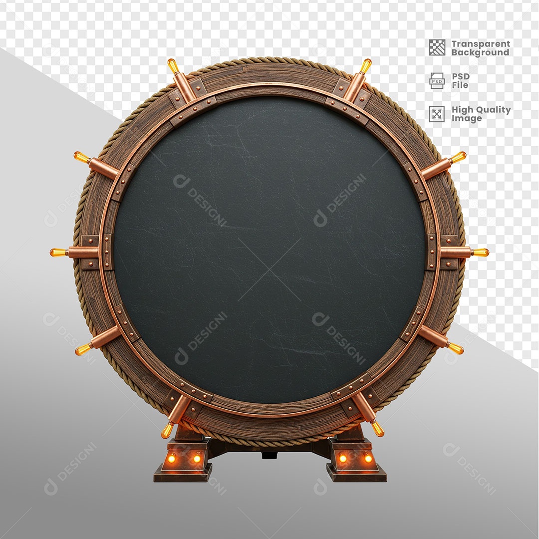 Painel de Madeiro Com Elemento 3D para Composição PSD