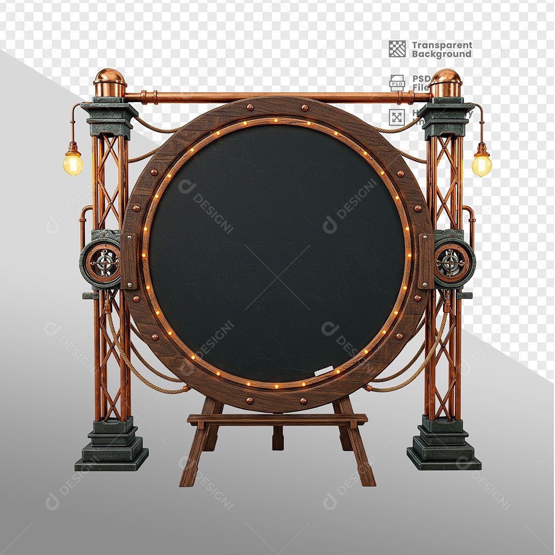 Painel de Ferro Com Luz de Led Elemento 3D para Composição PSD