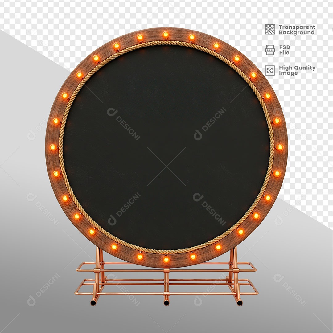 Painel de Ferro Com Luz de Led Elemento 3D para Composição PSD