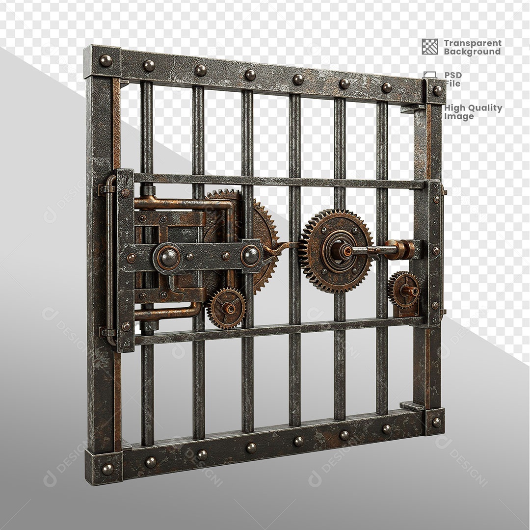 Porta de Ferro Elemento 3D para Composição PSD