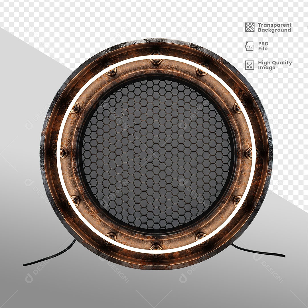 Painel de Ferro Com Luz de Led Elemento 3D para Composição PSD