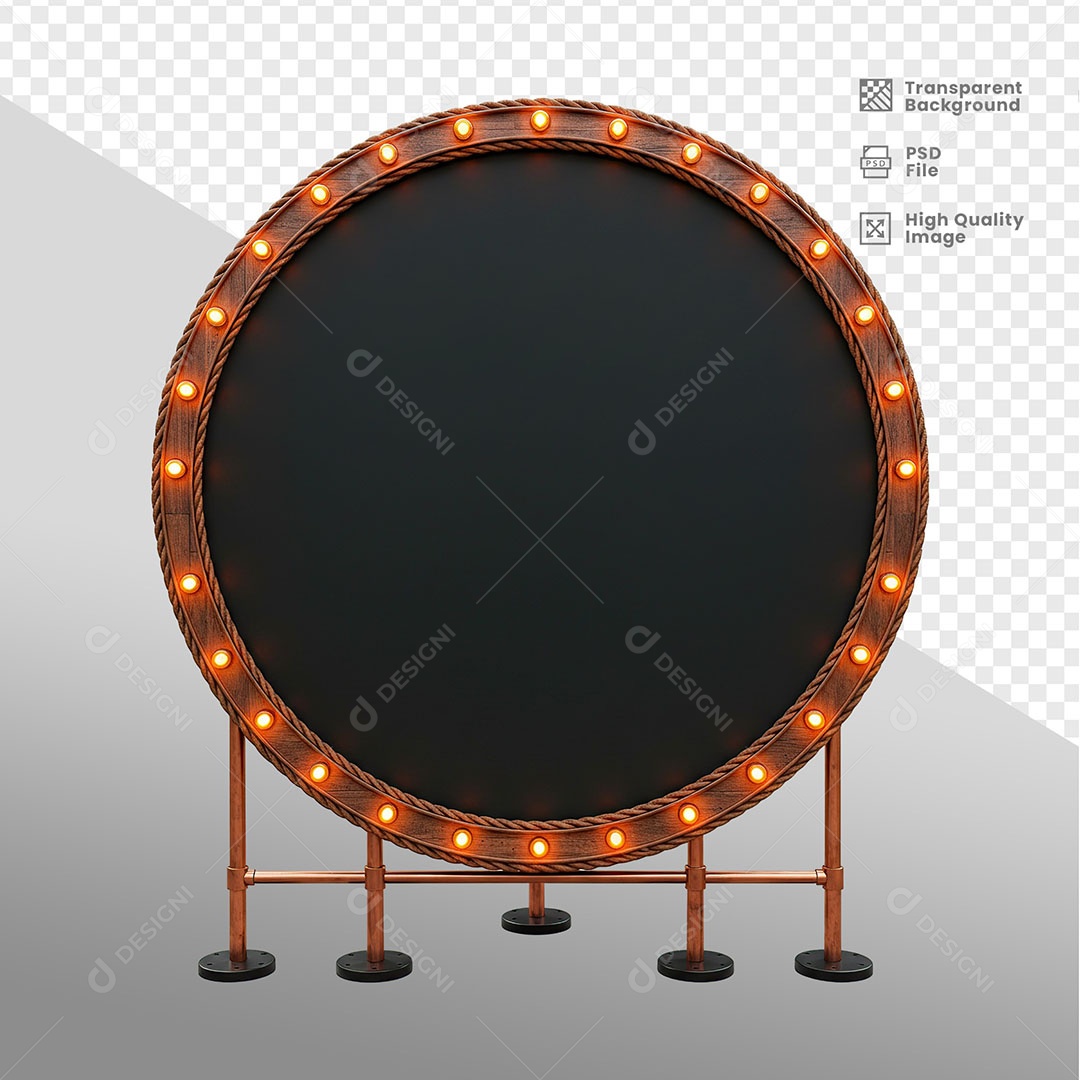 Painel de Ferro Com Luz de Led Elemento 3D para Composição PSD