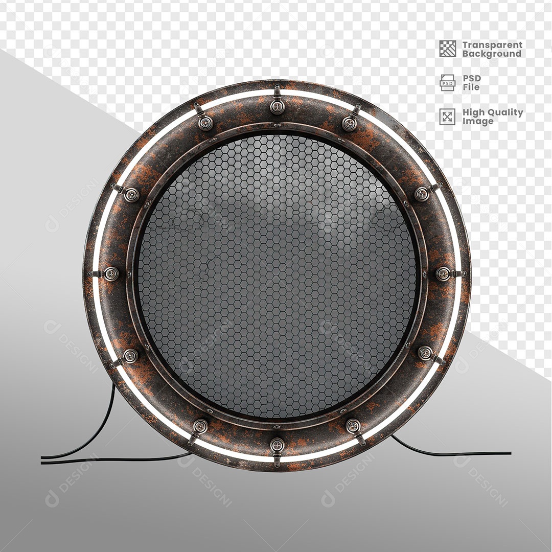 Painel de Ferro Com Luz de Led Elemento 3D para Composição PSD