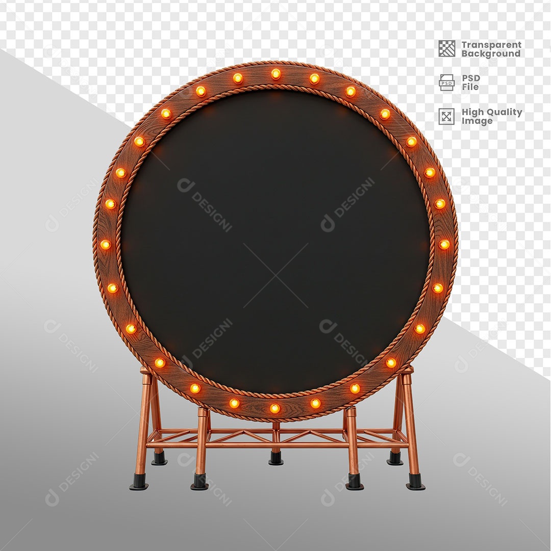 Painel de Ferro Com Luz de Led Elemento 3D para Composição PSD