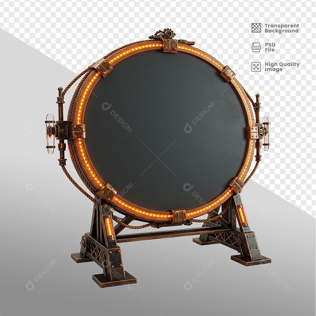 Painel de Ferro Com Luz de Led Elemento 3D para Composição PSD