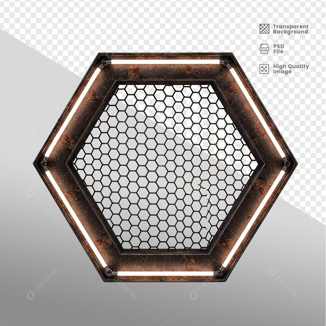 Painel de Ferro Com Luz de Led Elemento 3D para Composição PSD