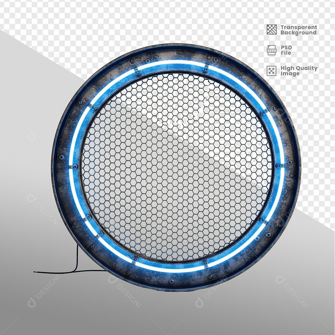 Painel de Ferro Com Luz de Led Elemento 3D para Composição PSD