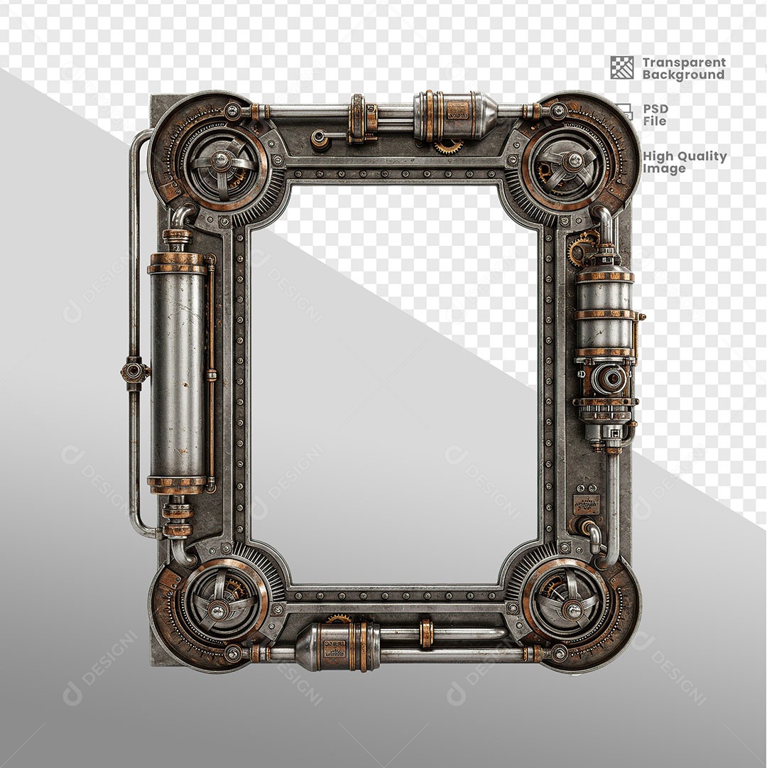 Elemento 3D Moldura Quadrada de Ferro Para Composição PSD
