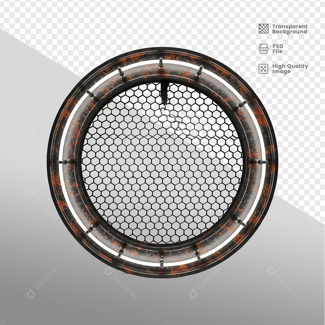 Painel de Ferro Com Luz de Led Elemento 3D para Composição PSD