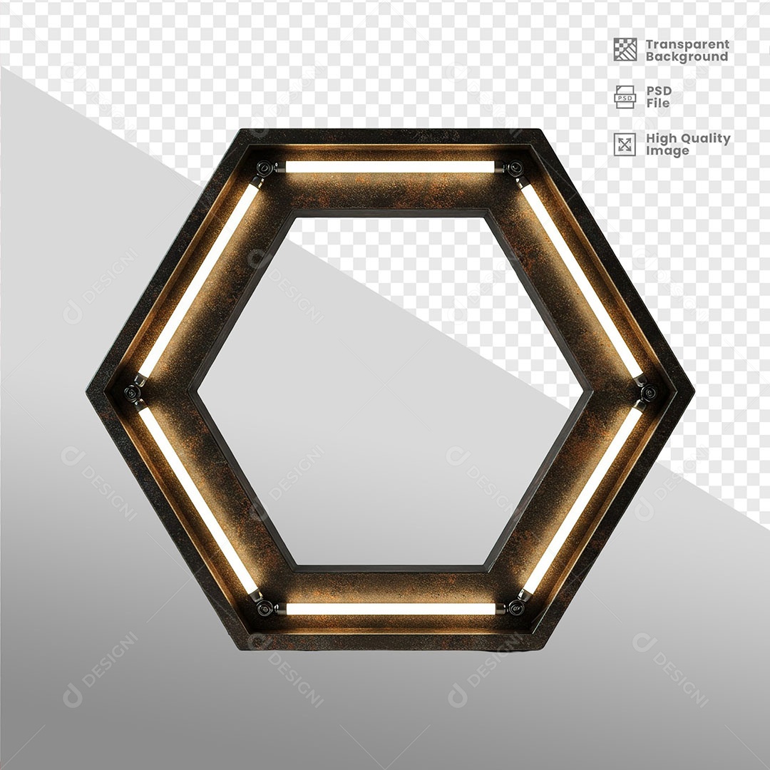 Painel de Ferro Com Luz de Led Elemento 3D para Composição PSD