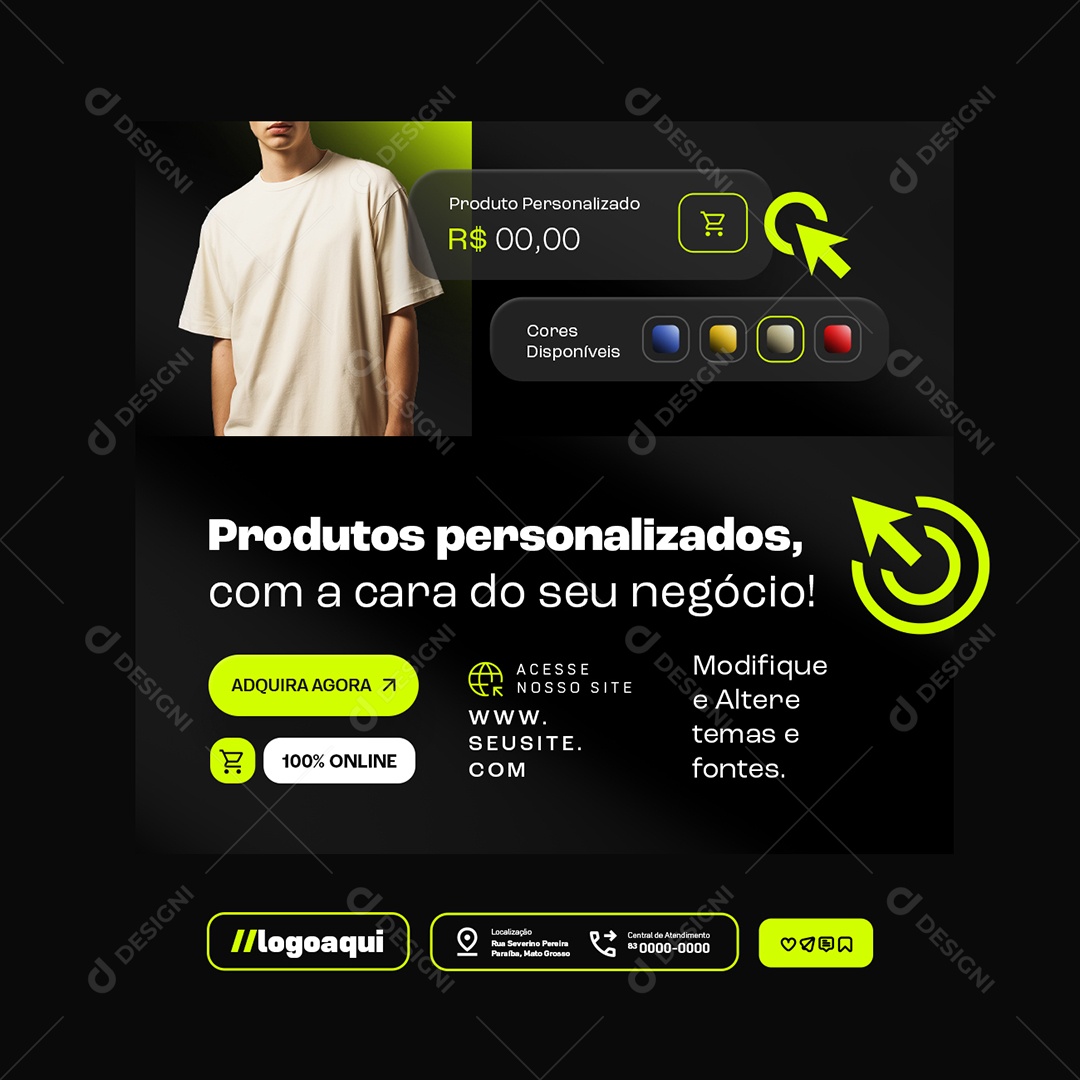 Loja Online Produtos PersonalizadosSocial Media PSD Editável