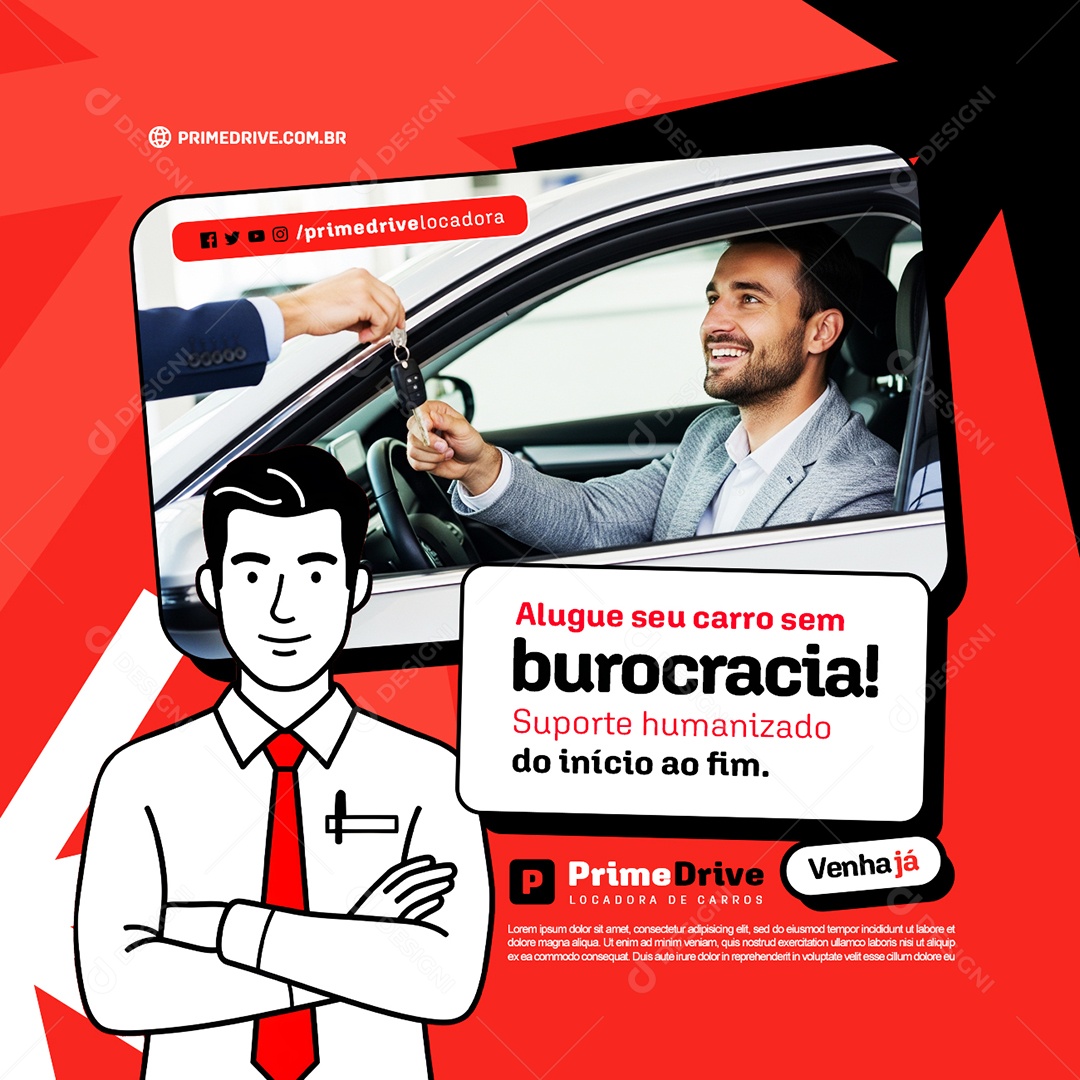 Locação De Carros Alugue Seu Carro Sem Burocracia Social Media PSD Editável