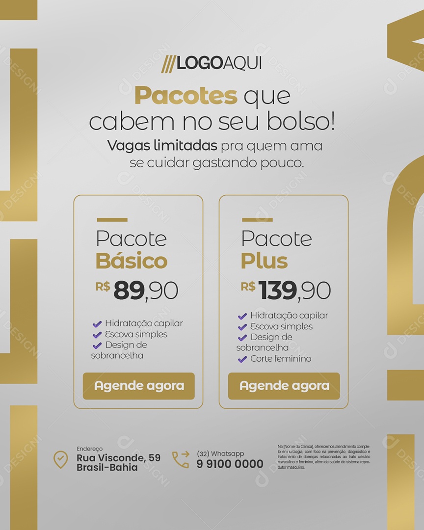 Cabeleireira Pacotes Que Cabem no Seu Bolso Social Media PSD Editável