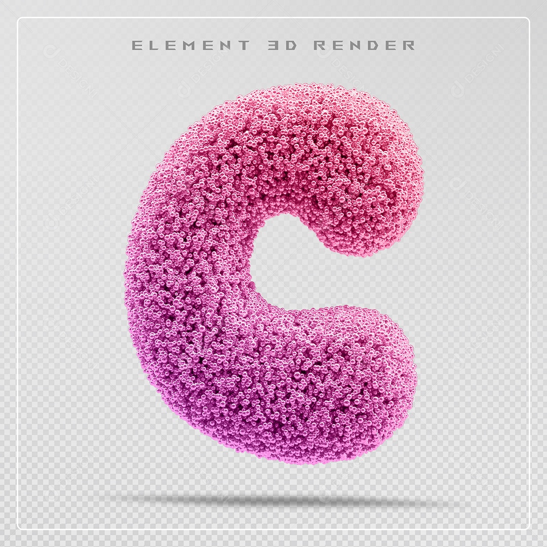 Elemento 3D Letra C Rosa Para Composição PSD
