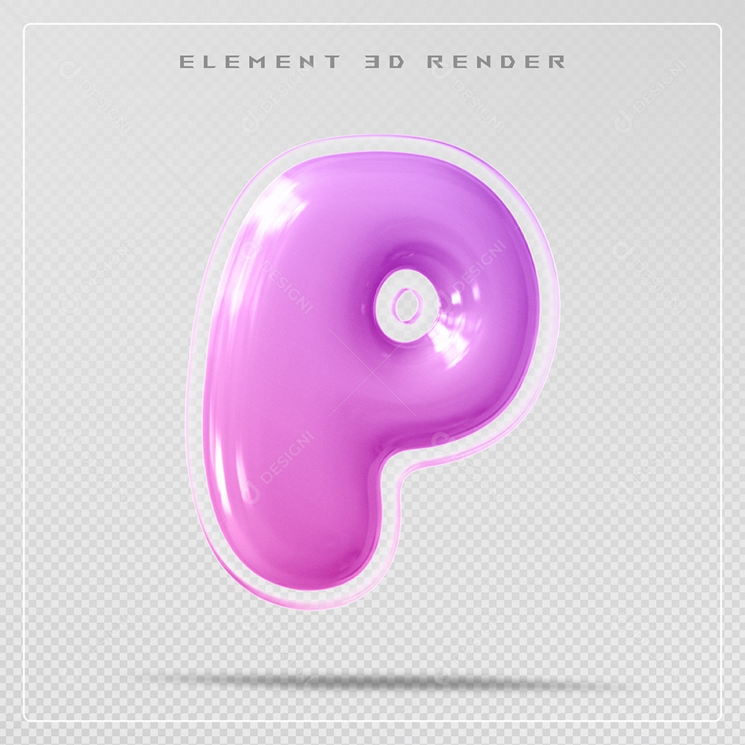 Elemento 3D Letra P Rosa Para Composição PSD