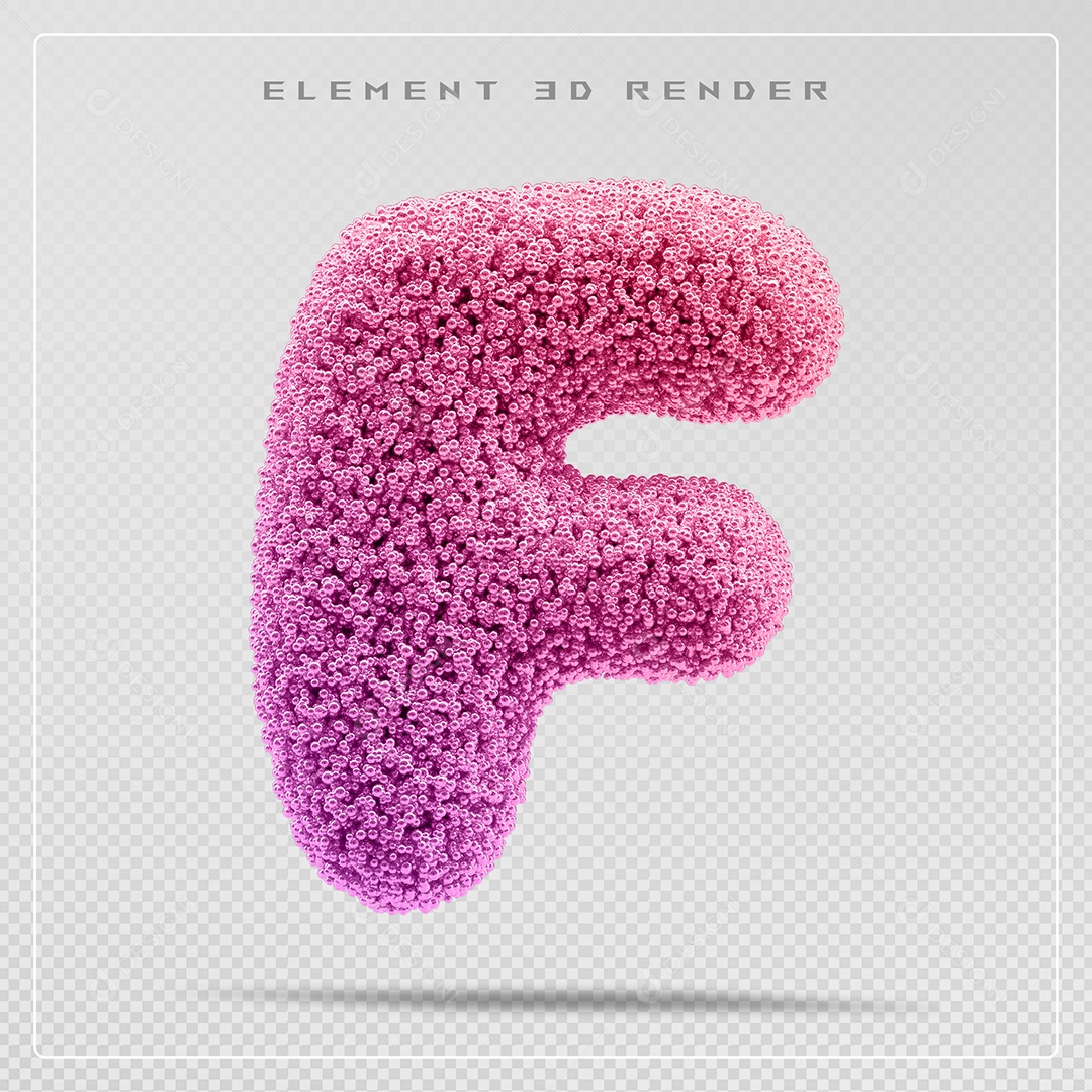 Elemento 3D Letra F Rosa Para Composição PSD