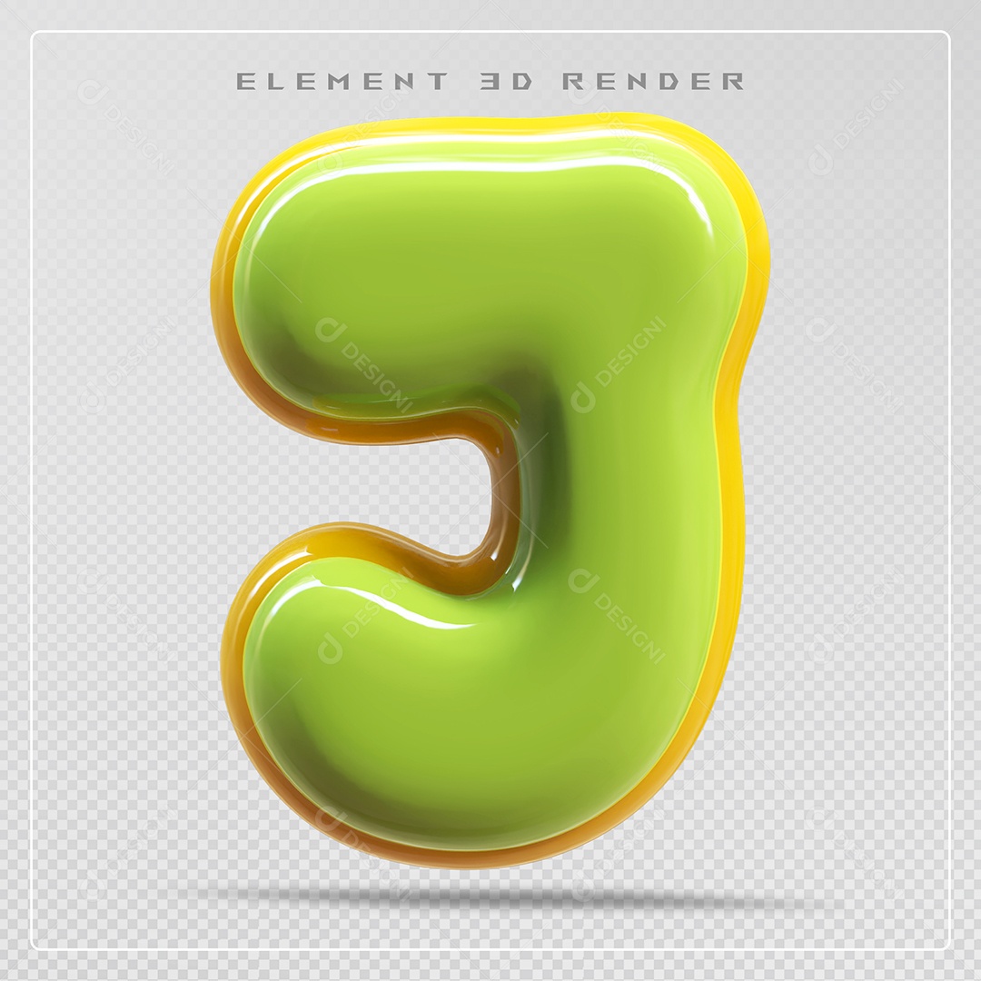 Elemento 3D Letra J Verde Para Composição PSD