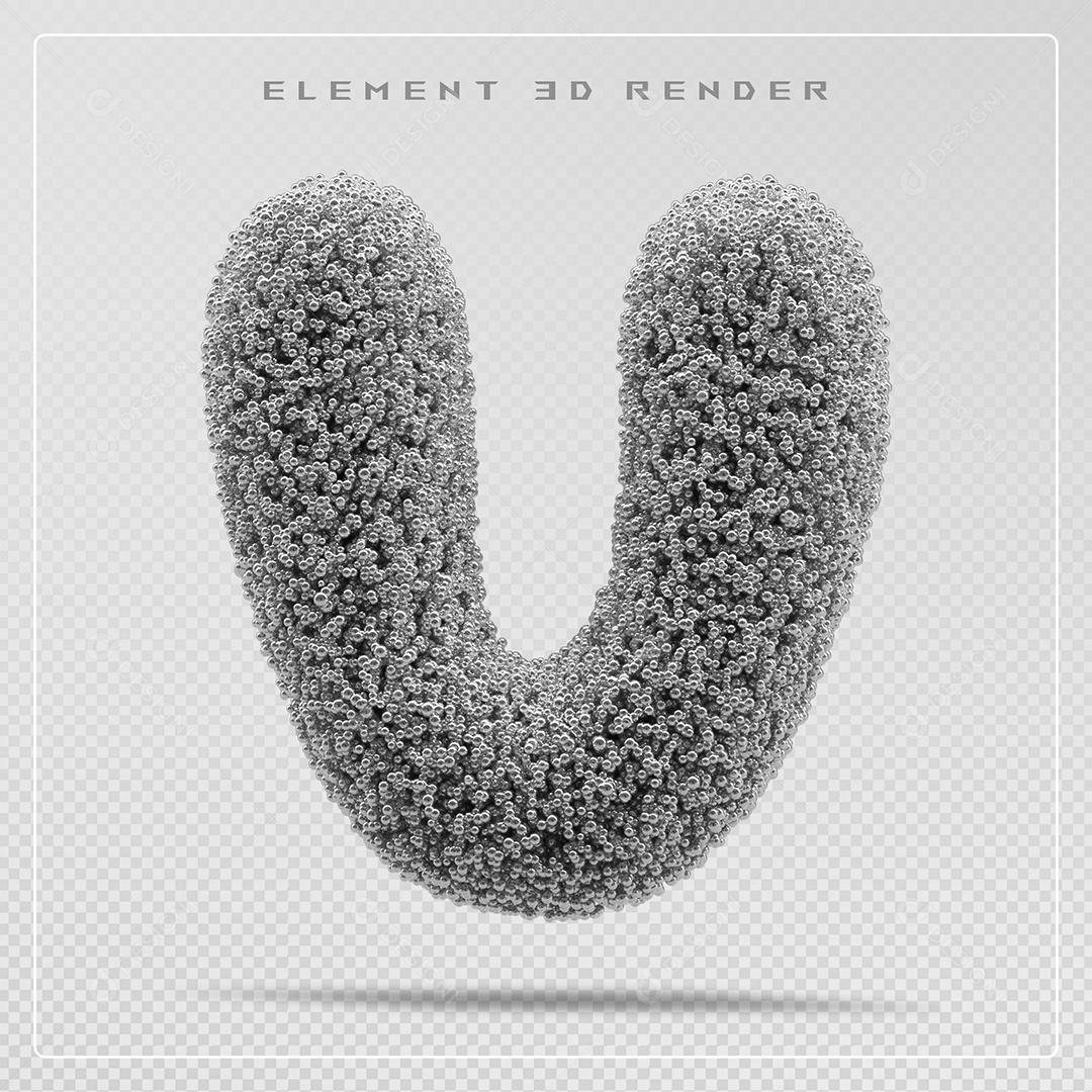 Elemento 3D Letra V Cinza Para Composição PSD