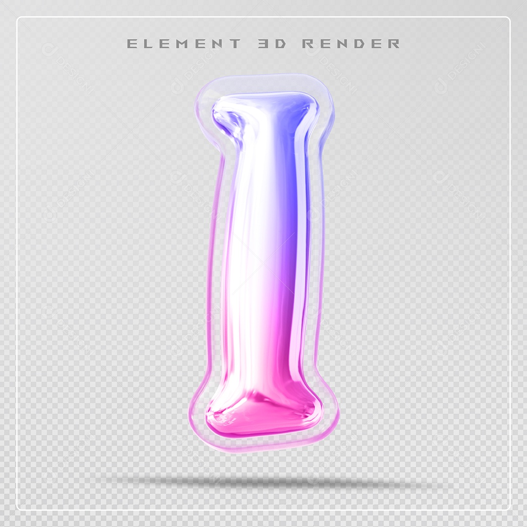 Elemento 3D Letra I Colorido Para Composição PSD