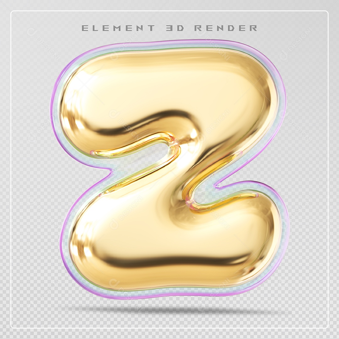Elemento 3D Letra Z Dourado Para Composição PSD