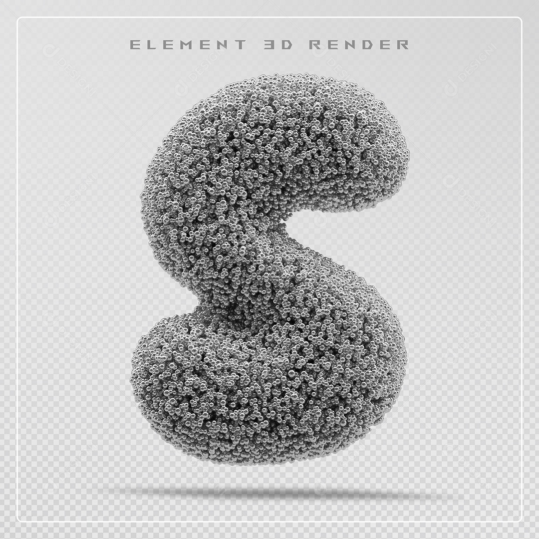 Elemento 3D Letra S Cinza Para Composição PSD