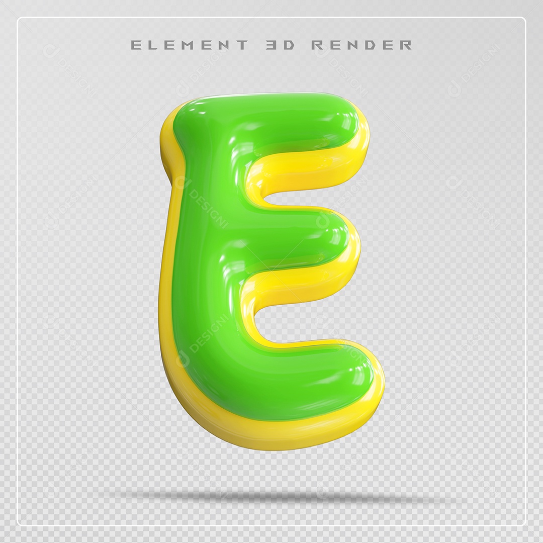 Elemento 3D Letra E Verde Para Composição PSD