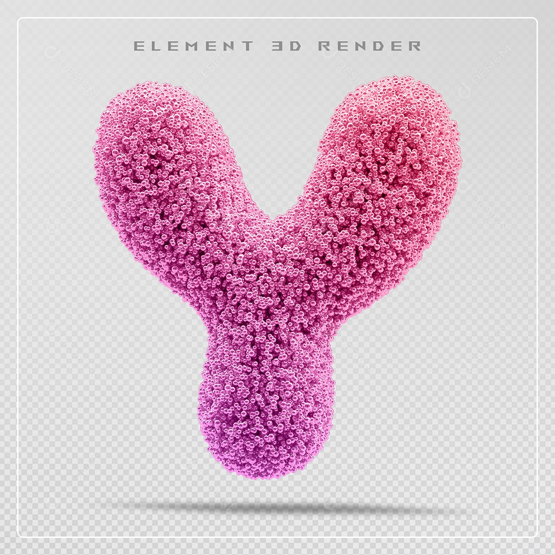 Elemento 3D Letra Y Rosa Para Composição PSD