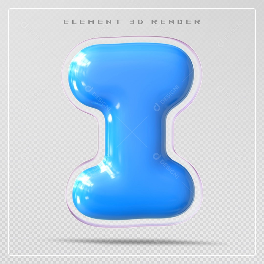 Elemento 3D Letra I Verde Para Composição PSD