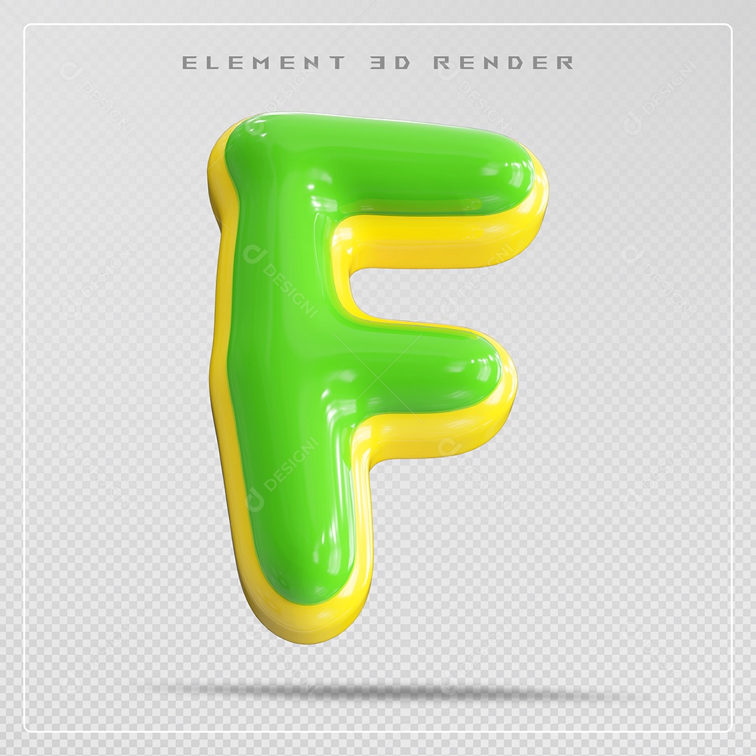 Elemento 3D Letra F Verde Para Composição PSD